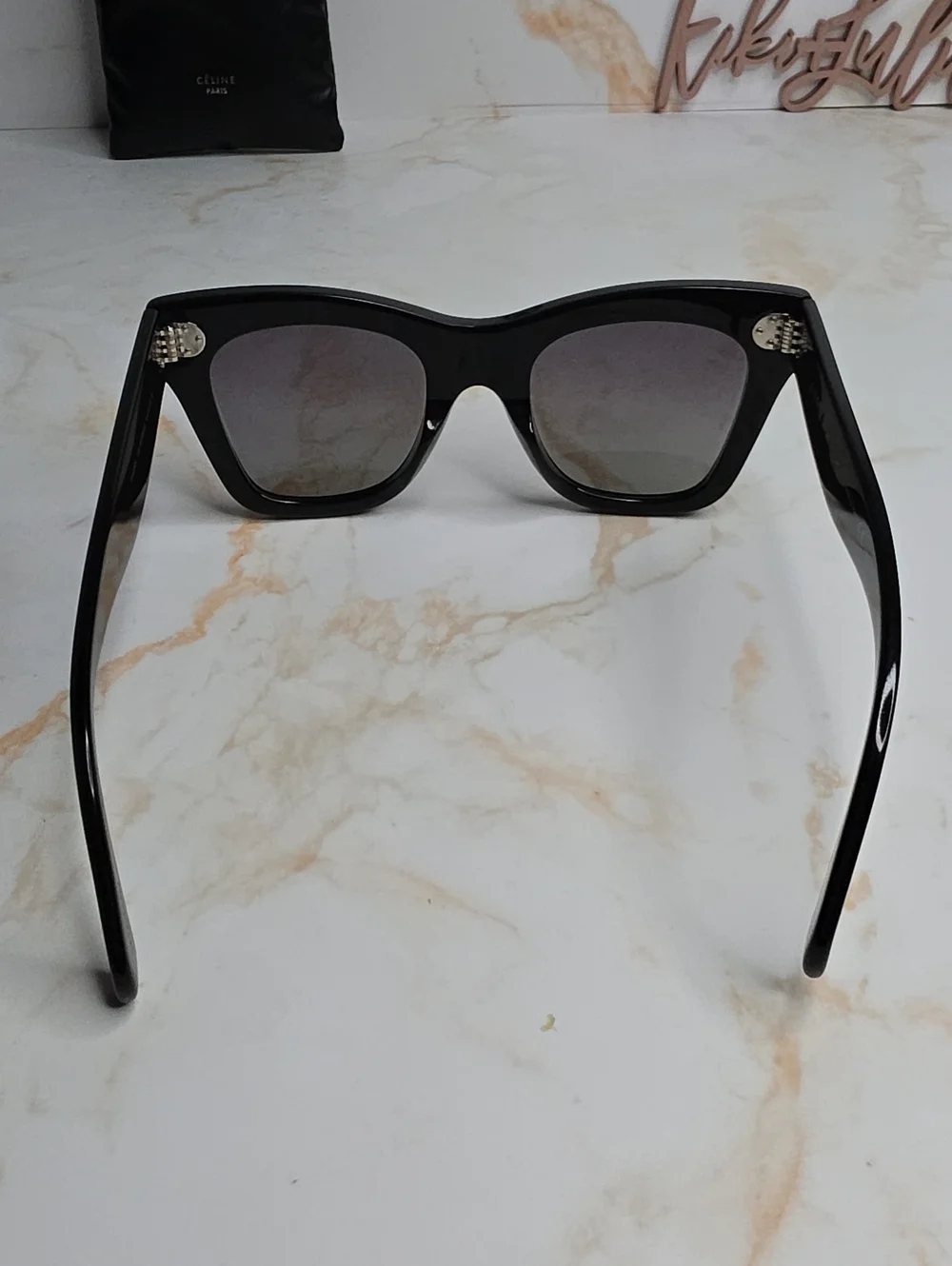 Celine Oversized Polarized cat-eye acetate sunglasses Black Cl4004IN